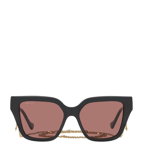 gucci sunglasses chains|Gucci rectangular sunglasses with chain.